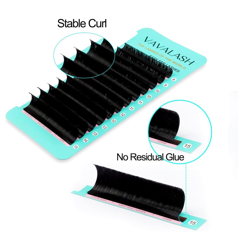 VAVALASH Eyelash Extension Supplies D Curl 0.05 Rapid Volume Lash Extensions Easy Fan 3D 4D 5D 6D 7D 10D Automatic Blooming Flower Lashes Self Fanning Lashes Russian Volume Individual Lashes ï¼ˆD-0.05,8-15mmï¼‰ - Image 4